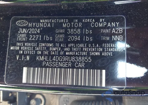 2024 Hyundai Elantra Se z USA, uszkodzony, nr VIN KMHLL4DG9RU838855